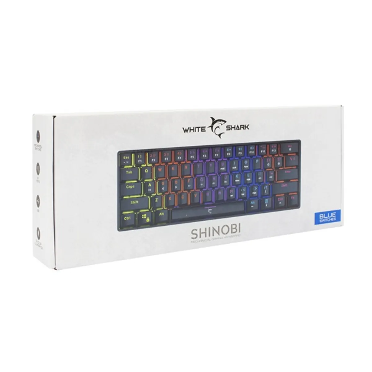 WHITE SHARK WS GK-2022B/BL-US Shinobi 61 billentyűs mechanikus Outemu kék rainbow LED USB-C USA kiosztás #8