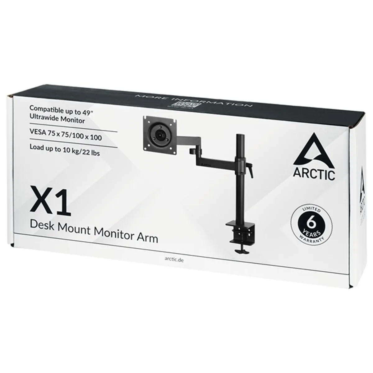 Arctic AEMNT00061A X1 asztali monitorkar fekete 43" 1 db VESA 75x75;100x100 forgatható 360 billenthető 15 kábelrendező #7