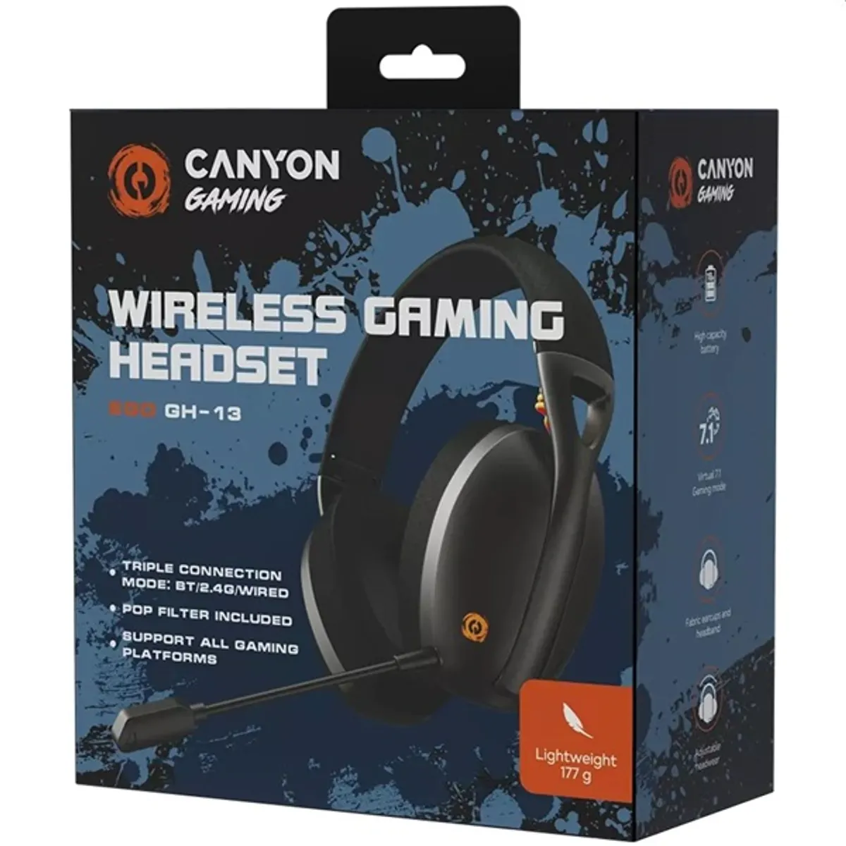 Canyon CND-SGHS13B játékfejhallgató 7.1 csatornás Bluetooth, vezetékes és vezeték nélküli, 1,8 m Type-C, fekete #8