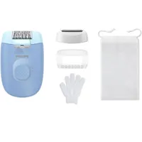 PHILIPS BRE247/00 Satinelle Essential vezetékes epilátor kék, 2 sebességfokozat, LED-lámpa, masszázsfunkció, mosható fej, tisztító kefe, hordtáska