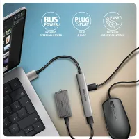 AXAGON HUE-STA Alu strip USB-A 4 port hub 12 cm kábel USB-C és USB-A szürke táp nélküli #4