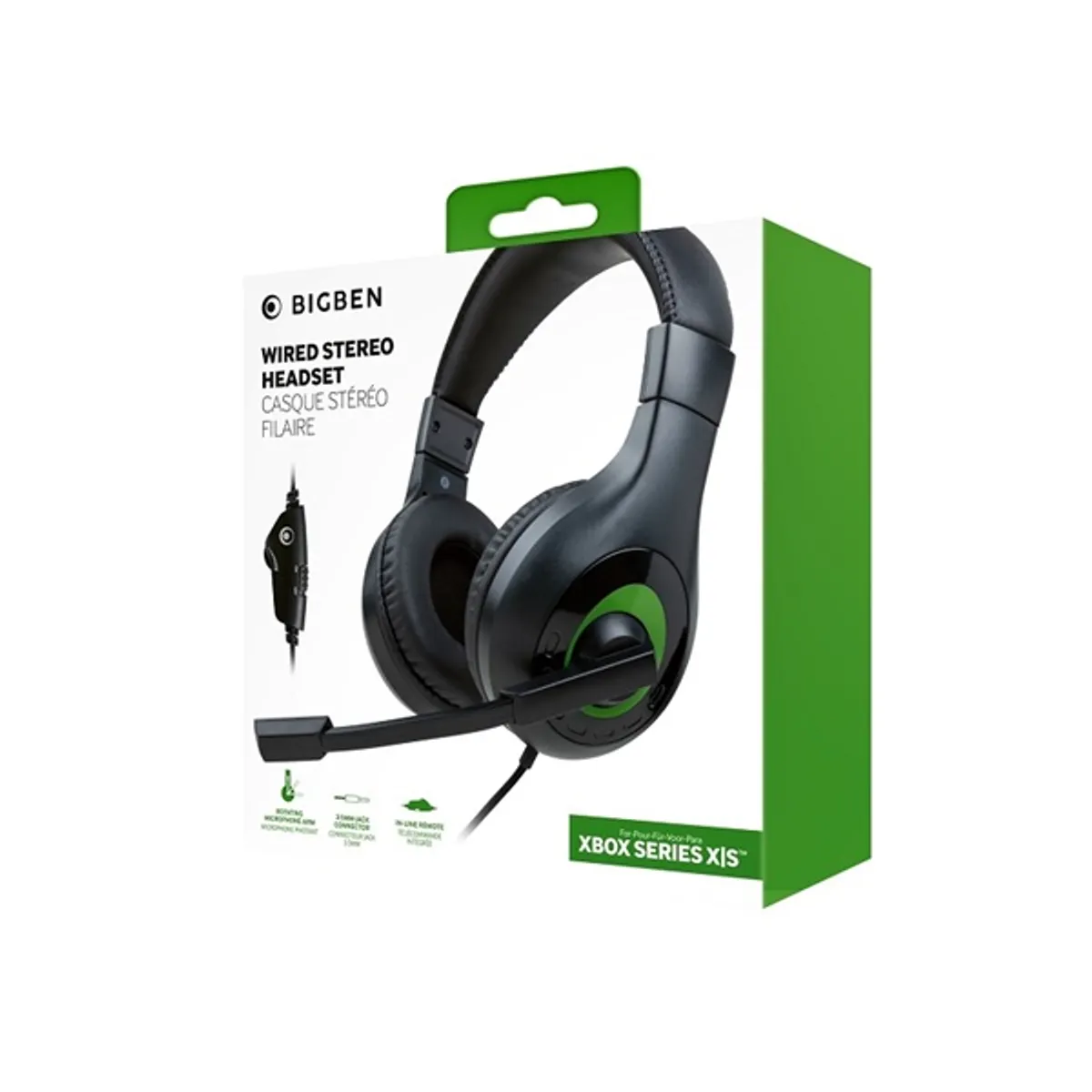 Bigben 2807370 Játékfejhallgató fekete 40 mm 120 cm 3,5 mm Xbox Series X és S vezetékes hangerő szabályzó balos #1