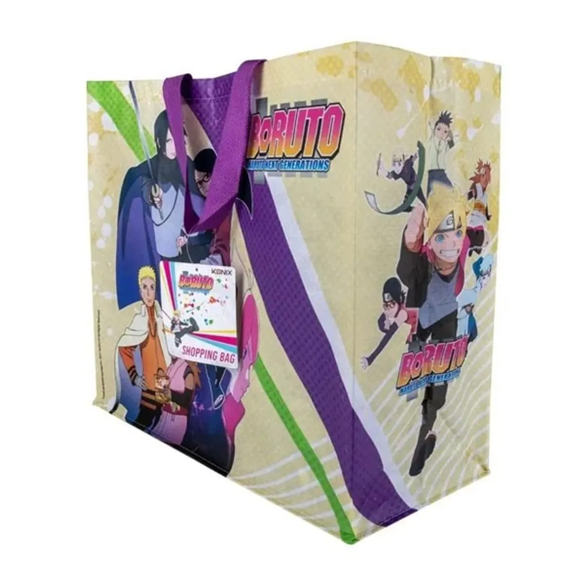 KONIX KX-BOR-CABA Boruto bevásárlótáska mintás sárga-lila 450x200x400 mm #1