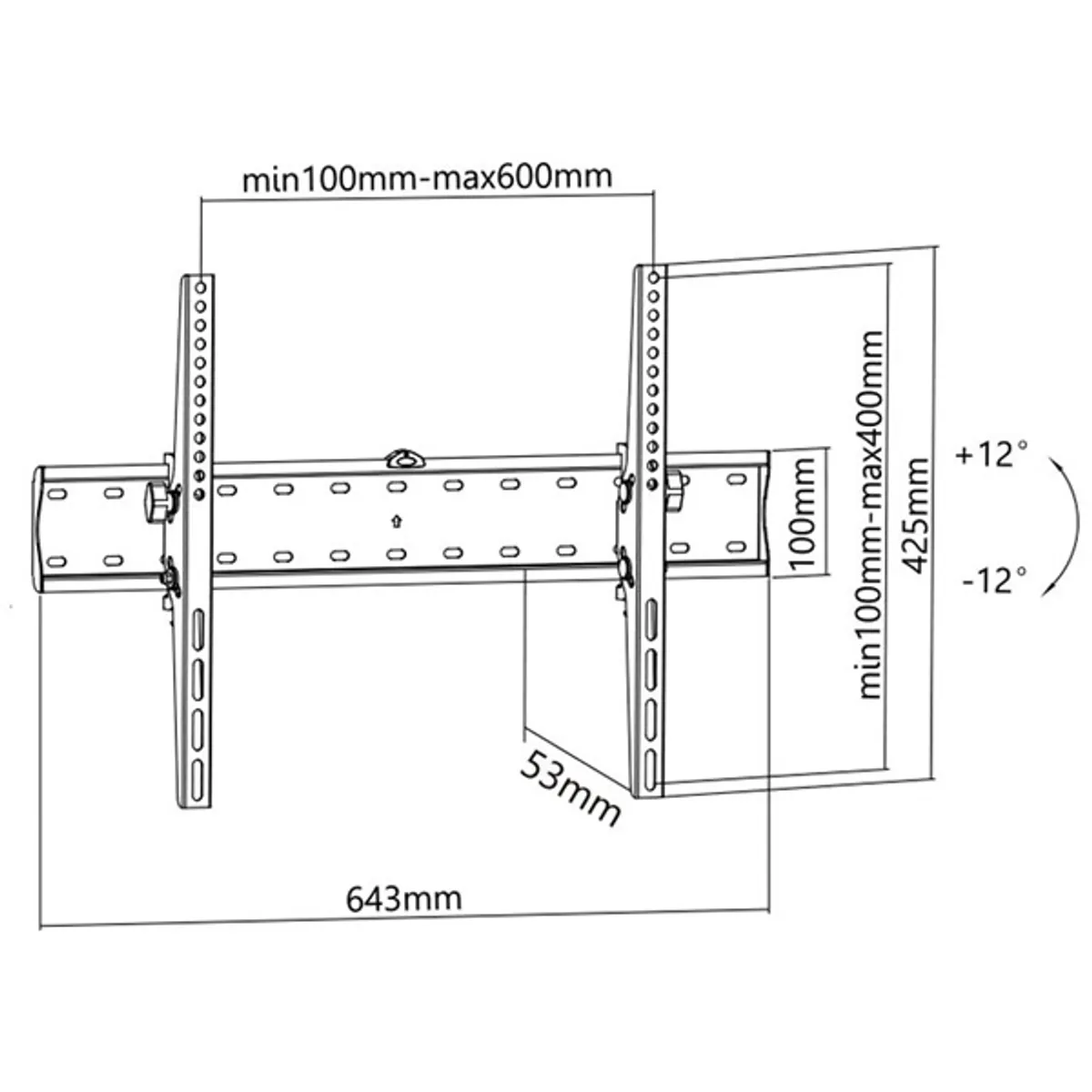 Stell 35047535 fali konzol acél fekete 40 kg 12° 40"-70" VESA 100x100-600x400 #3