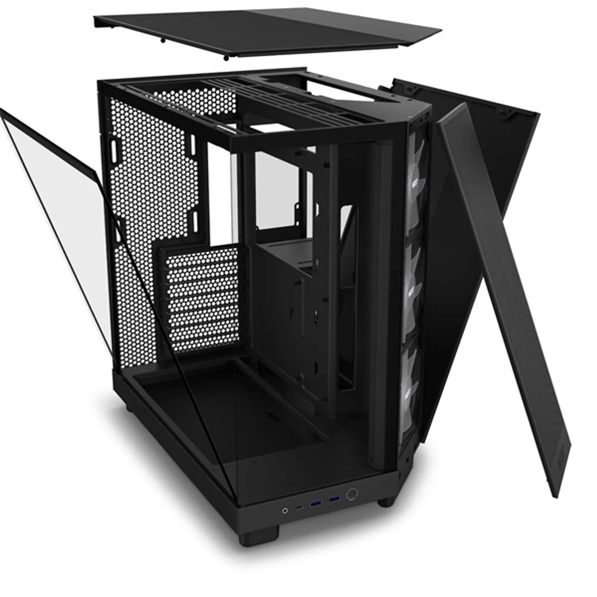 NZXT CC-H61FB-R1 H6 Flow RGB 3x120mm RGB ventilátor, táp nélküli, edzett üveg, ATX, fekete #5