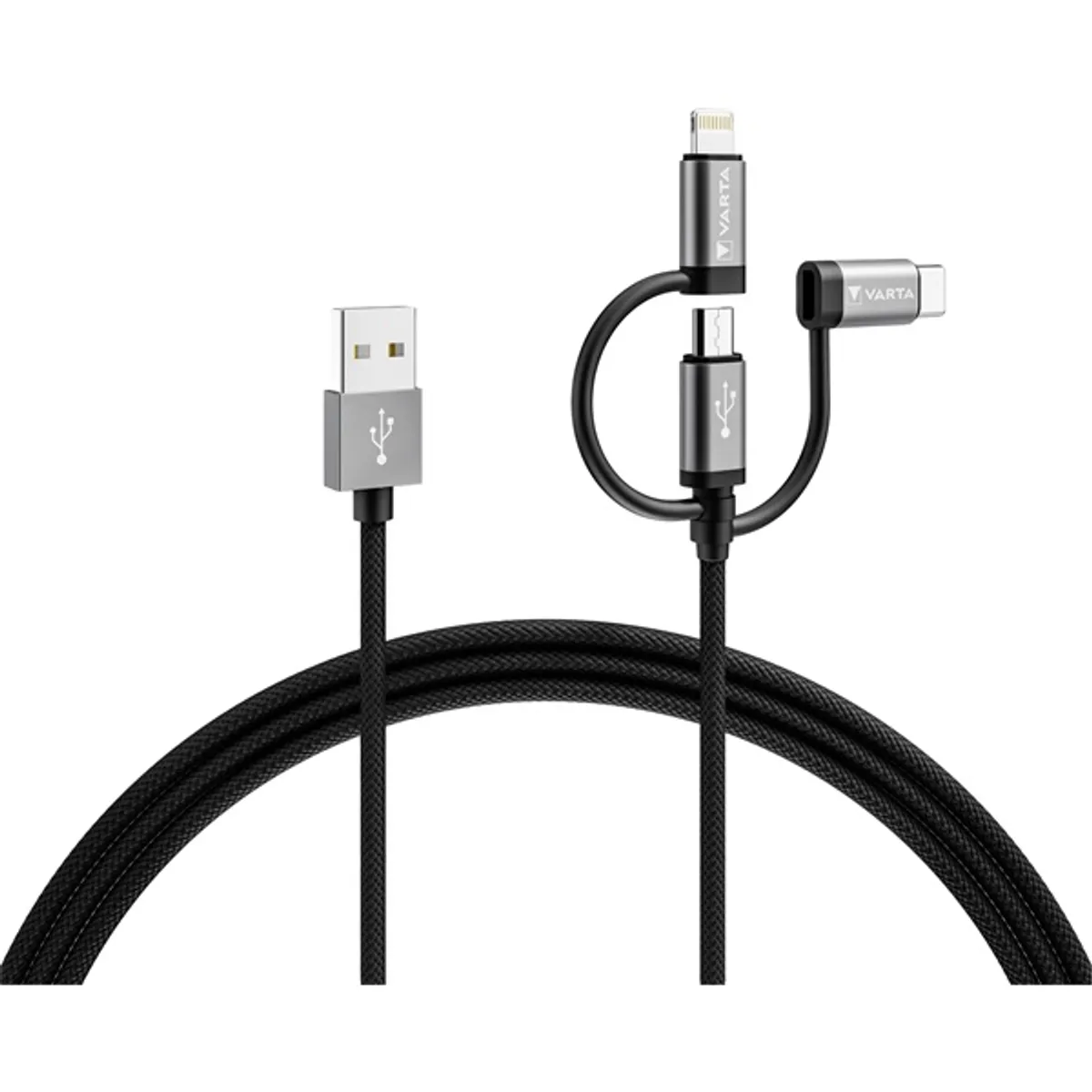 VARTA 57937101111 3in1 USB-A adat- és töltőkábel 2 m Lightning, Micro USB B, USB-C #1