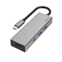 HAMA 00200107 USB Type-C HUB (2x USB-A, USB-C, HDMI) 5 Gbps 4K@30 100 W USB PD Thunderbolt 3/4 kompatibilis alumínium