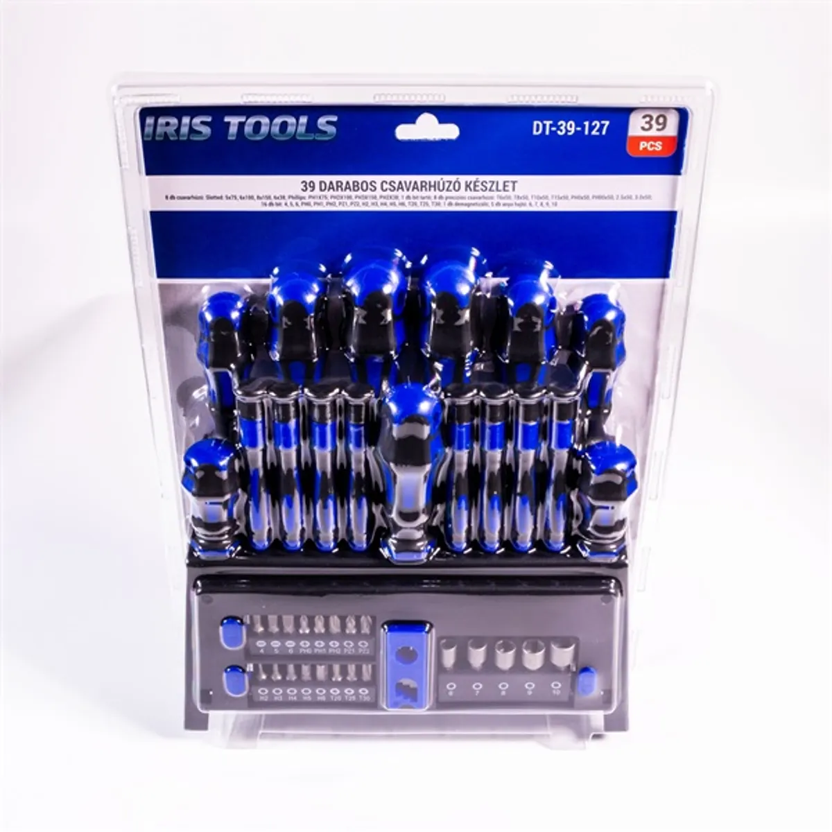 IRIS TOOLS DT-39-127 csavarhúzó készlet 39 darabos, slotted, PH, precíziós csavarhúzók, bit tartó, demagnetizáló, anya hajtó #3