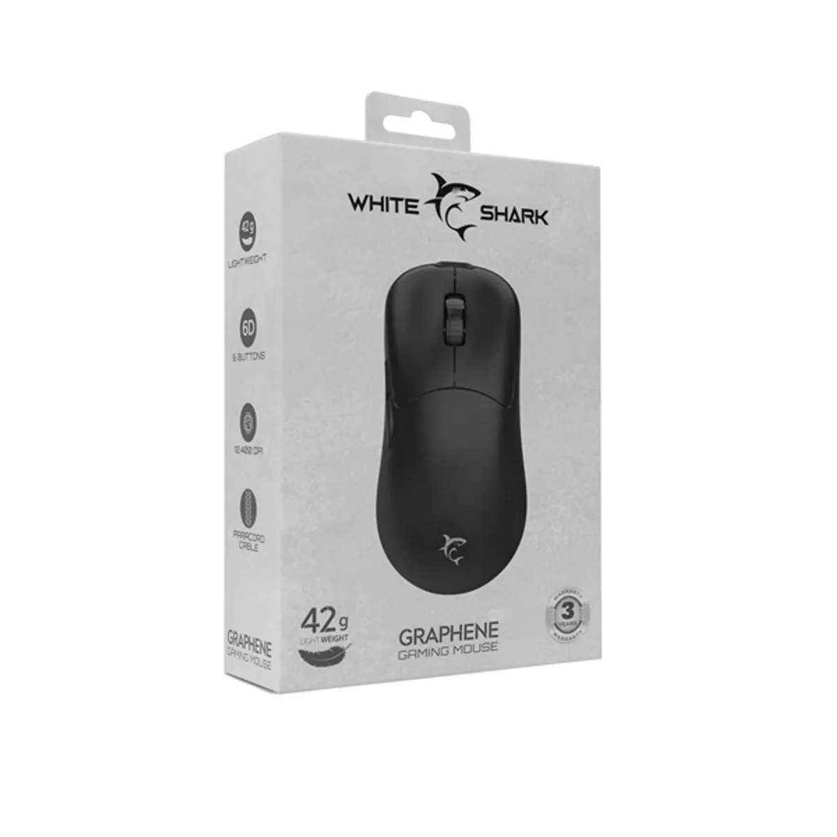 WHITE SHARK WS GM-5014B GRAPHENE optikai vezetékes gamer egér 6200dpi fekete ergonómikus 150 cm #7