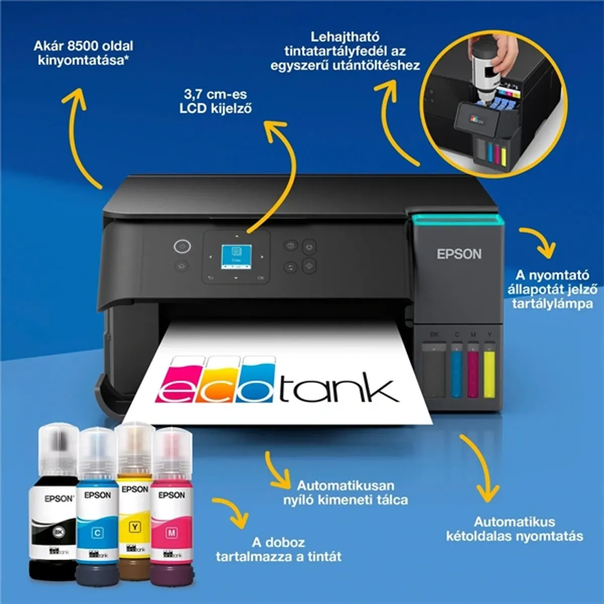 Epson C11CL41408 EcoTank L4360 Multifunkciós tintasugaras Wi-Fi duplex 4800x1200 DPI 33 oldal percenként fekete, 20 oldal percenként színes #2