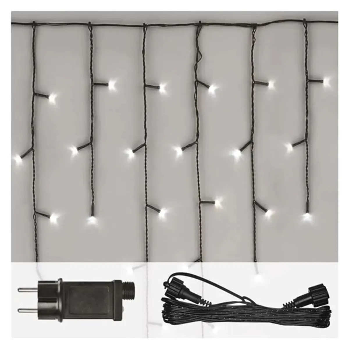 Emos D1CC03 jégcsap fényfüzér 2,5 m 100LED IP44 LED 12W hideg fehér időzítő kültéri beltéri #2
