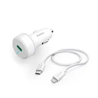 Hama 00201611 Autós töltő USB-C Lightning PD 20W 1m fehér