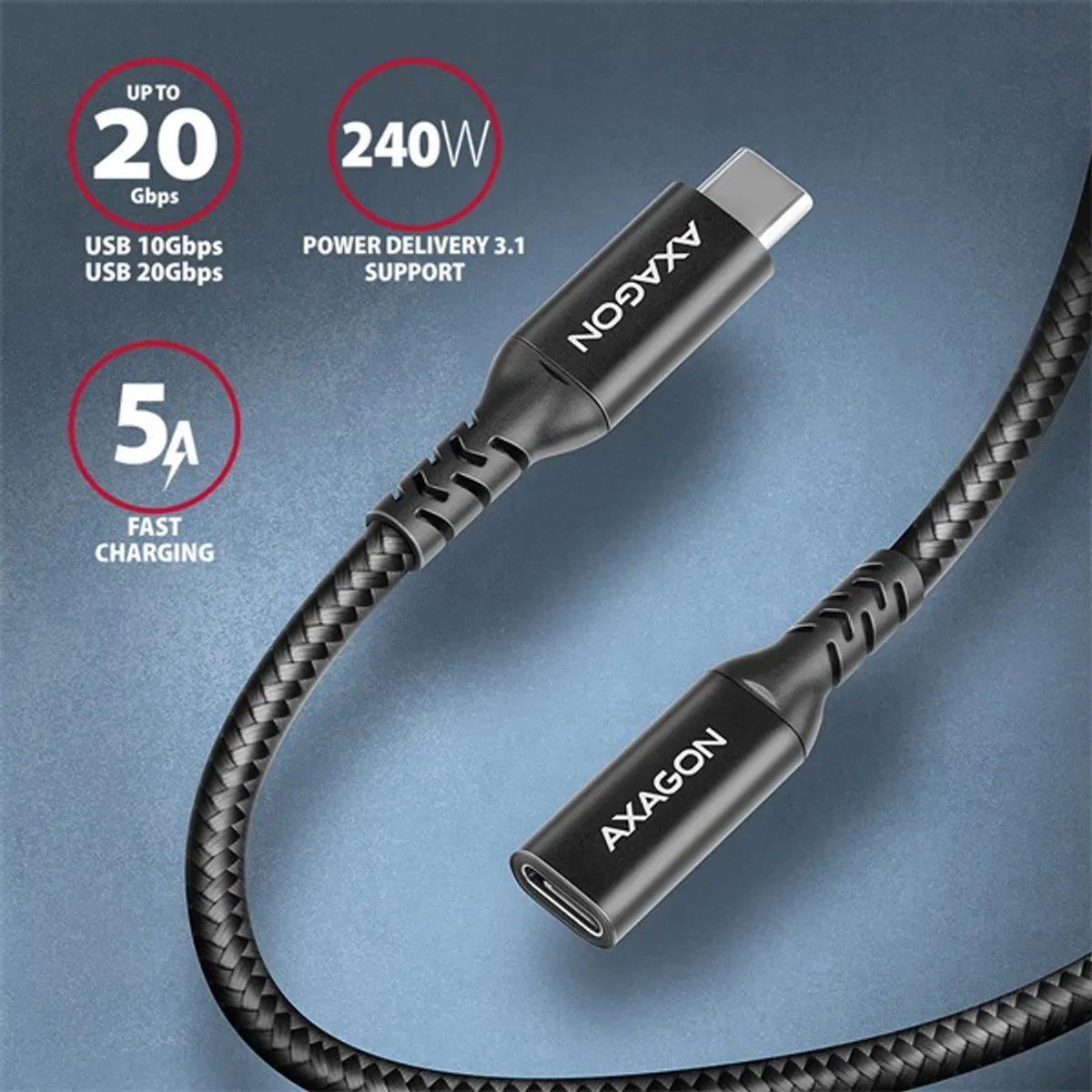 AXAGON BUCM32-CF15AB SPEED USB-C hosszabbító 1,5m fekete #2