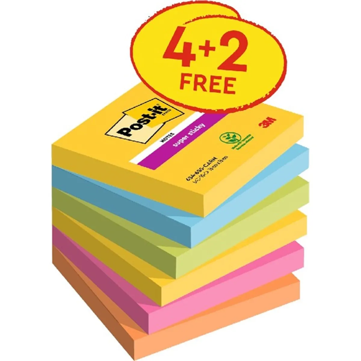 Post-it 7100259230 Super Sticky Carnival 76x76mm 90 lap PEFC zöld #2