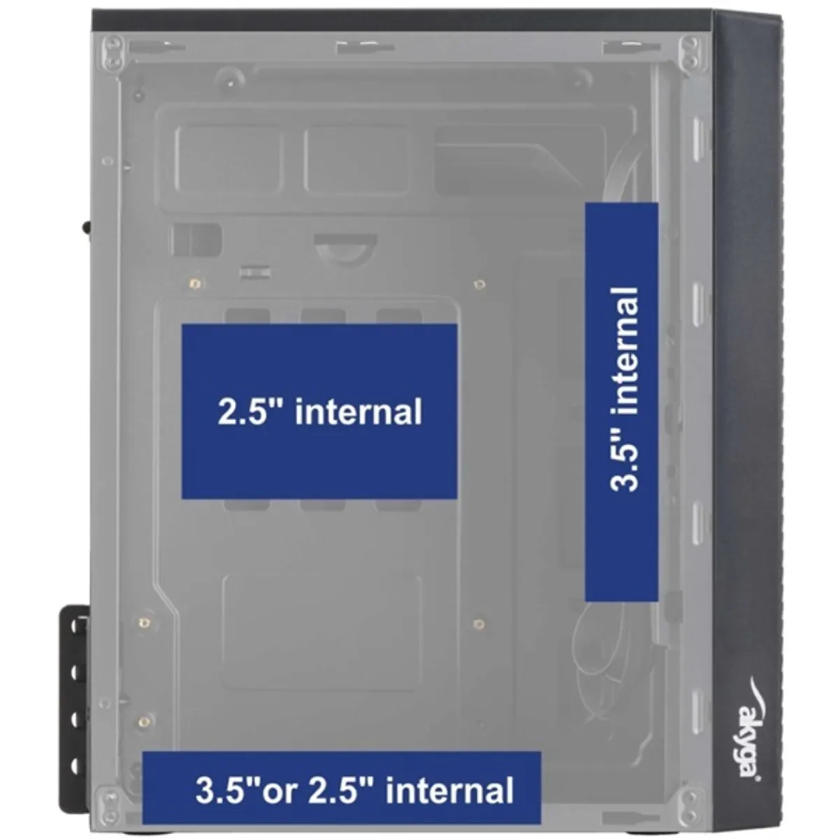 Akyga AK36BK micro atx ház fekete USB 3.0 előlapi fejhallgató csatlakozó mikrofon csatlakozó 3 belső meghajtóhely táp nélküli 3 ventillátor #8