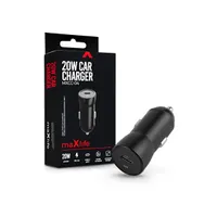 MAXLIFE TF-0165 Type-C autós töltő 20W USB-C 12-24V bemenet Gyorstöltés Van PD3.0 QC4.0 műanyag fekete univerzális