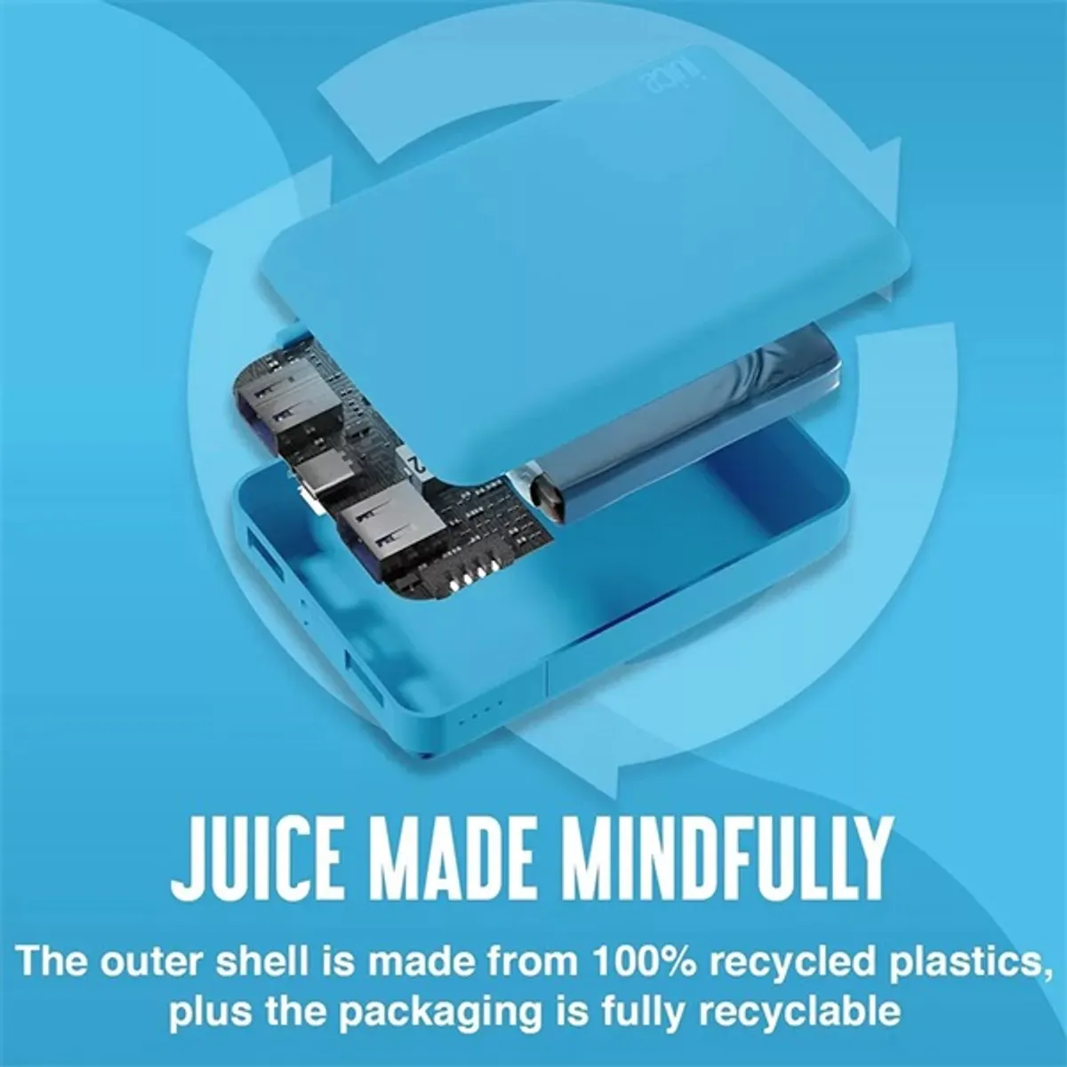 JUICE JU194716 ECO 3 Charge 10000mAh 2x USB-A, 1x USB-C kékeszöld Újrahasznosított műanyag #4