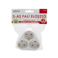 DELIGHT 05701 3-as fali elosztó fehér földelt gyerekvédelemmel ellátva SCHUKO 3 aljzat #4