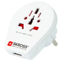 SKROSS SKR-WORLDTOEUUSB World to Europe USB utazó adapter Fehér