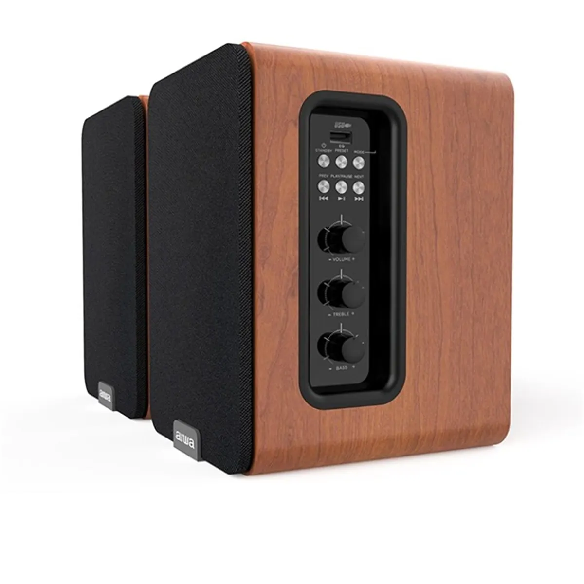 AIWA ASP-A200BR ASP-A200 barna hangfal pár 2x25W Bluetooth HDMI-ARC optikai USB koax RCA #3