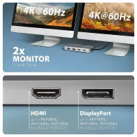 Axagon HMC-CUB83X2 USB-C hub 7in1 10Gbps USB-C USB-A HDMI DisplayPort RJ-45 15 cm kábel #5
