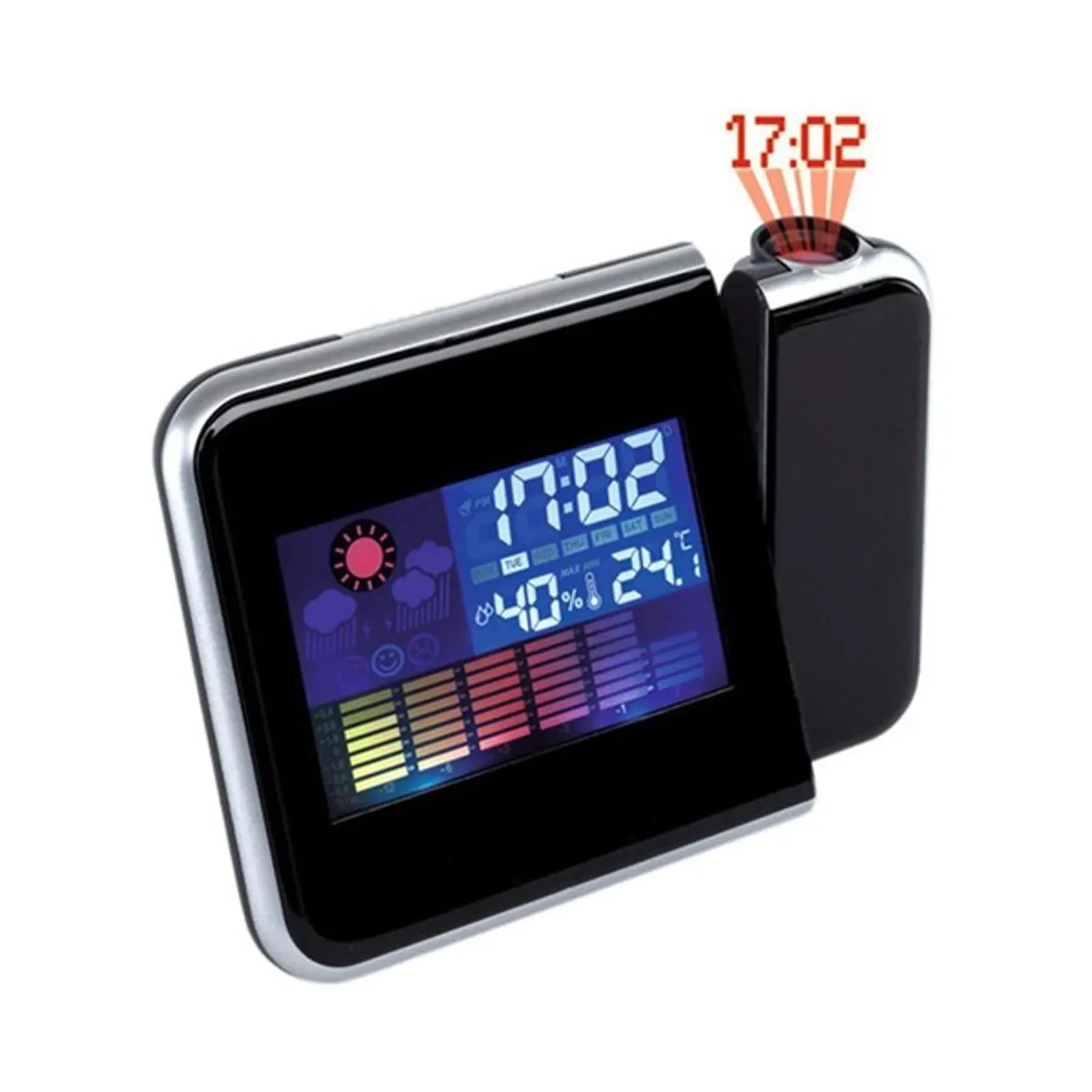 TOO DCP-200-B projektoros ébresztőóra LED kijelző hőmérséklet kijelzés fekete #1
