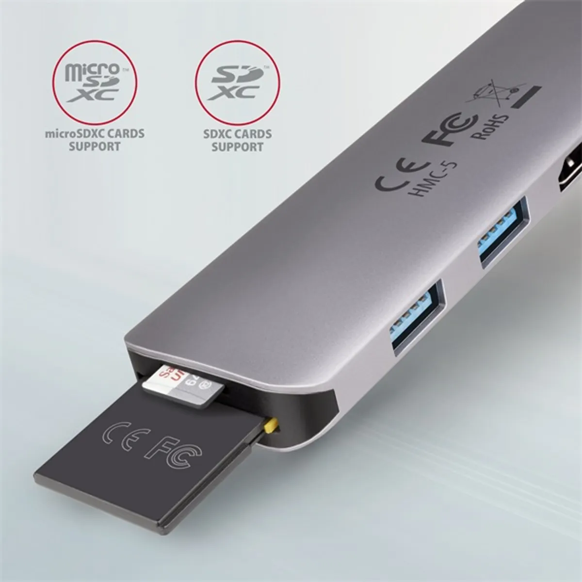 AXAGON HMC-5 5in1 USB-C dokkoló SD Micro SD HDMI 2x USB-A USB-C 20 cm kábel #3