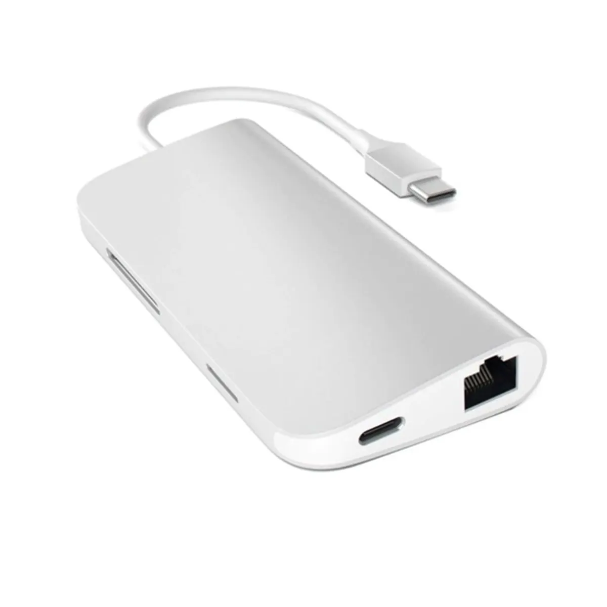SATECHI ST-TCMAS Type-C többportos USB hub 4x USB-A, 1x USB-C, HDMI, RJ45, Micro SD és SD ezüst alumínium #2