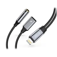 HAFFNER TP607376 átalakító kábel Lightning bemenet, 3,5 mm jack kimenet Apple kompatibilitás fekete-szürke