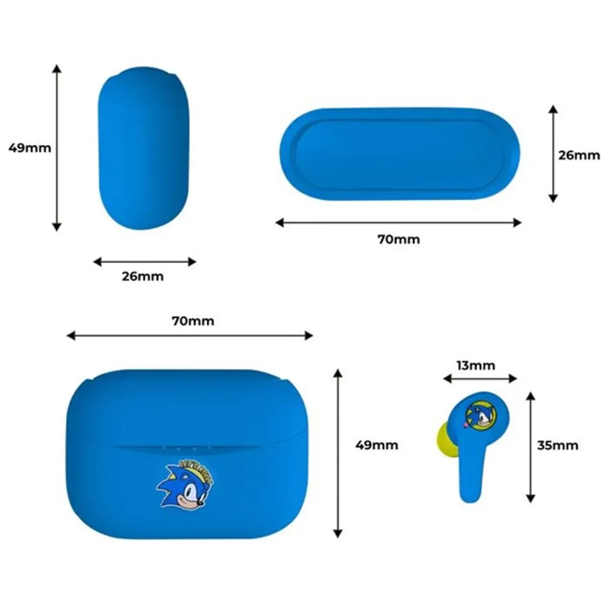 OTL SH0902 Sonic the Hedgehog True Wireless fülhallgató Bluetooth kék, beépített mikrofon, USB-C tok, 6 óra üzemidő #5