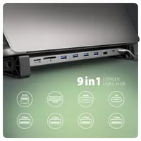 AXAGON HMC-10HLS LONGER 9in1 dokkoló USB-C HDMI LAN SD MicroSD 6 USB 25 cm #2