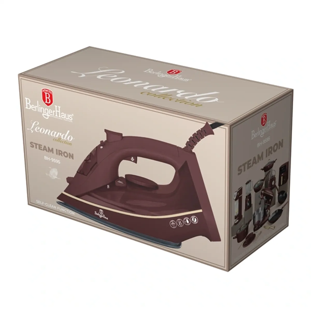 Berlinger Haus BH/9595 gőzölős vasaló bordó kerámia talp 190 cm kábel 300 ml víztartály 2200 W állítható gőz #10