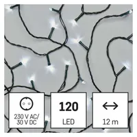Emos D4AC03 Fényfüzér 12 m LED hideg fehér IP44 kültéri beltéri zöld kábel időzítő #3