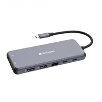 Verbatim 32154 CMH-14 USB-C Pro Multiport Hub 5x USB-A 2x USB-C (1 PD) 2x HDMI VGA Gigabit LAN SD MicroSD