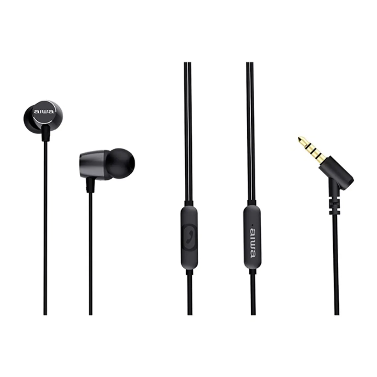 Aiwa ESTM-30BK ESTM-30 fekete 120 cm 3,5 mm beépített mikrofon 16 ohm 10 mm 20 - 20000 Hz 105 dB vezetékes #1