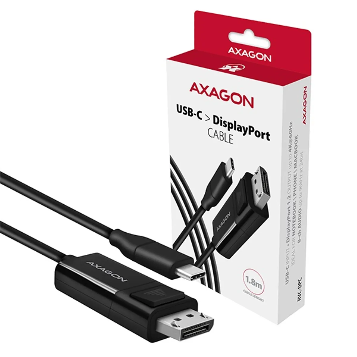 AXAGON RVC-DPC USB-C to DisplayPort kábel aktív 1,8 m fekete #7