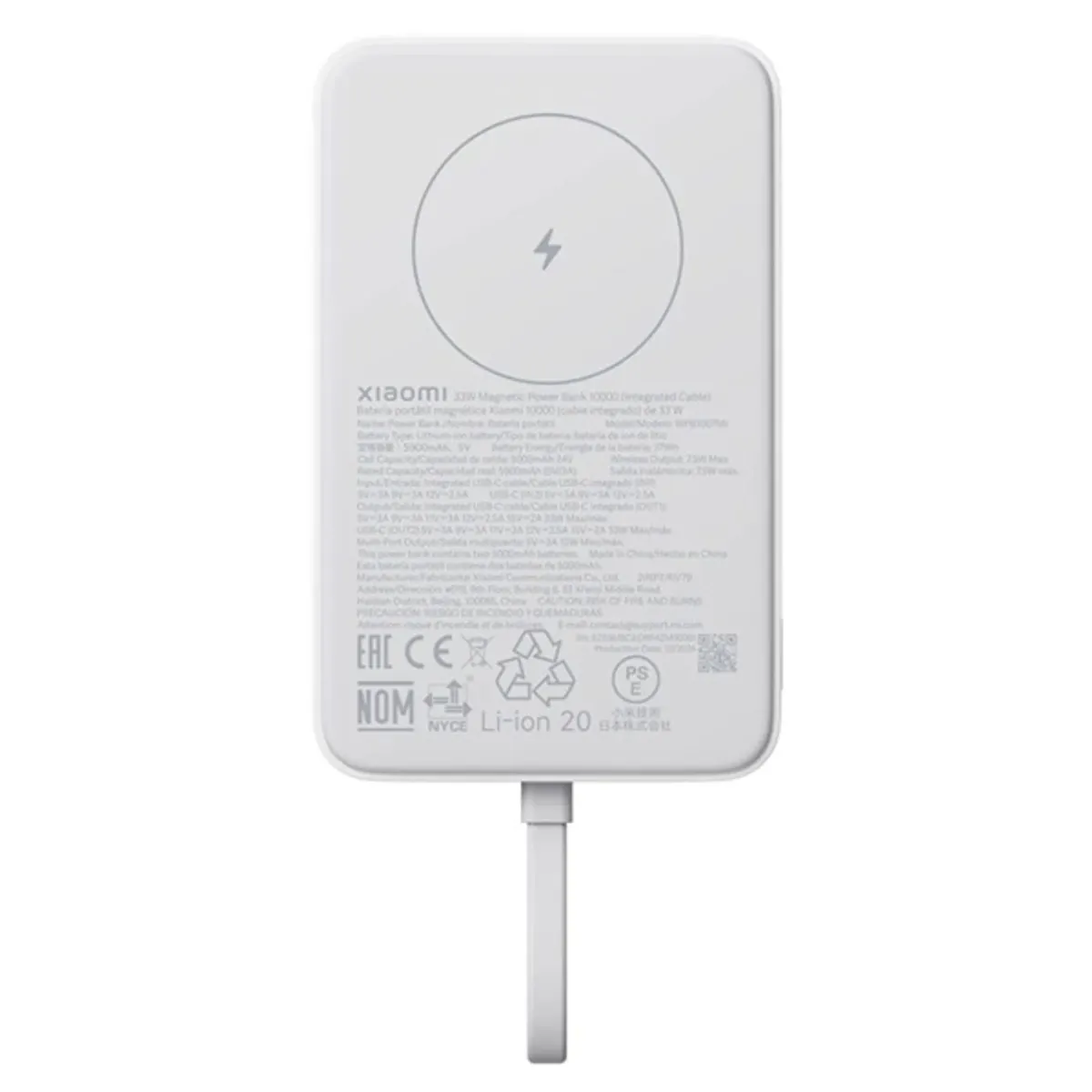 Xiaomi BHR9822GL Power bank 10000 mAh Fehér 33W gyorstöltés, beépített USB-C kábel, vezeték nélküli töltés, 1 USB-C port #1