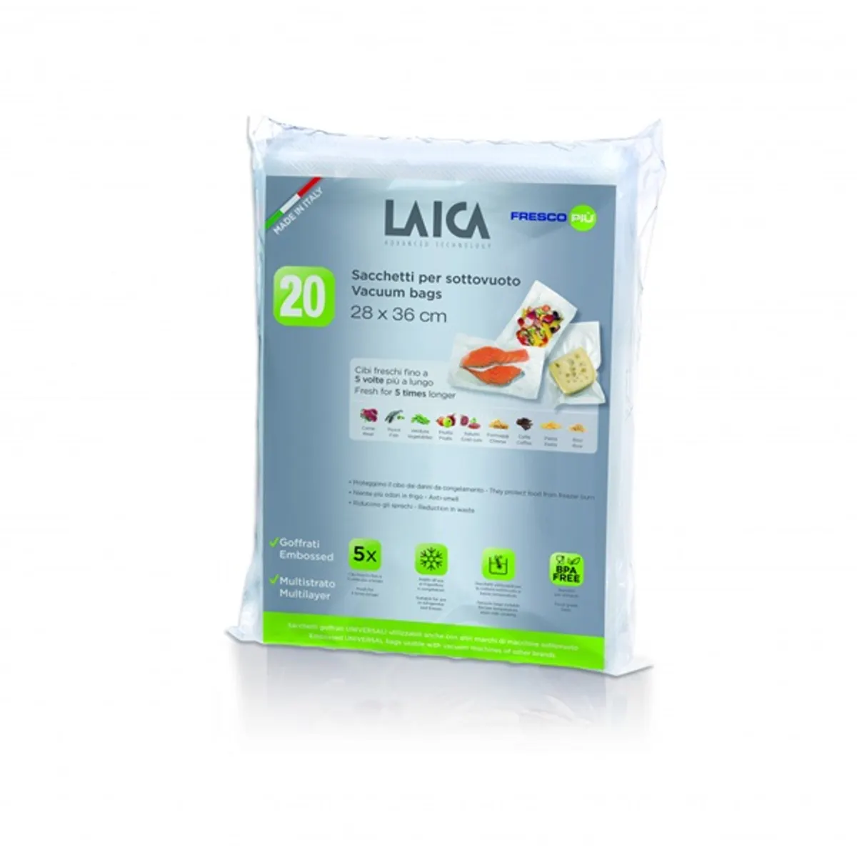 Laica VT36040 vákuum tasak 28x36 cm, 20 db, légcsatornás, antibakteriális, BPA mentes #1