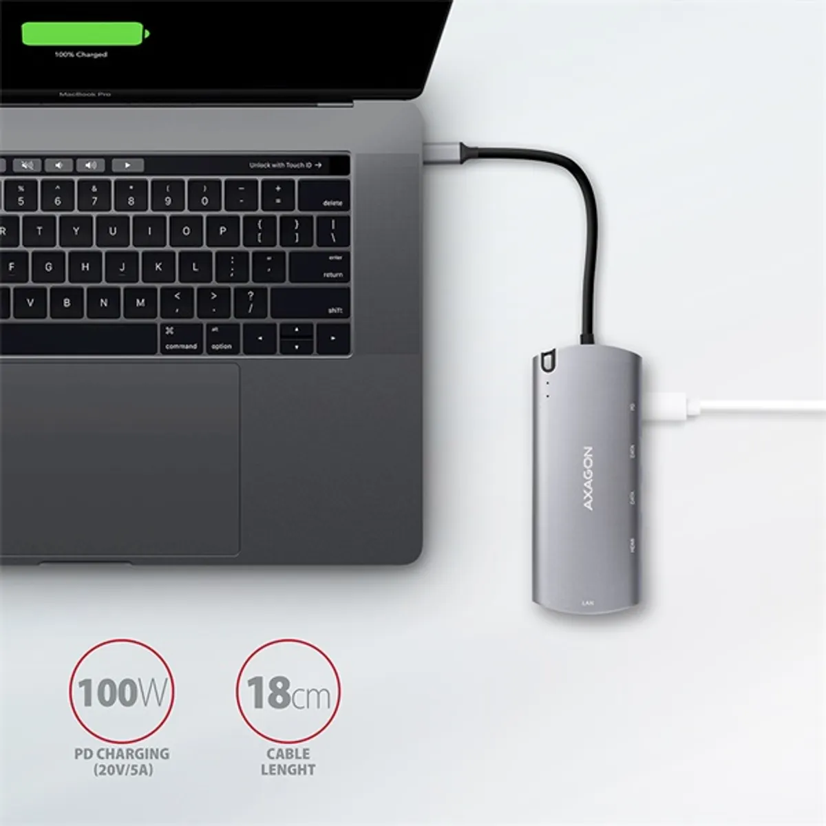 AXAGON HMC-6M2 6in1 dokkoló M.2 SATA USB-C PD60W HDMI 4K RJ45 #7