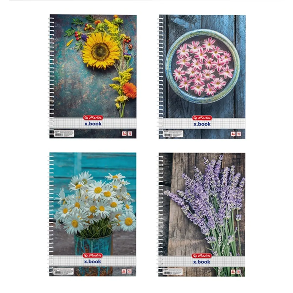 Herlitz 09542861 Flower A4 70 lapos kockás spirálfüzet perforált #1