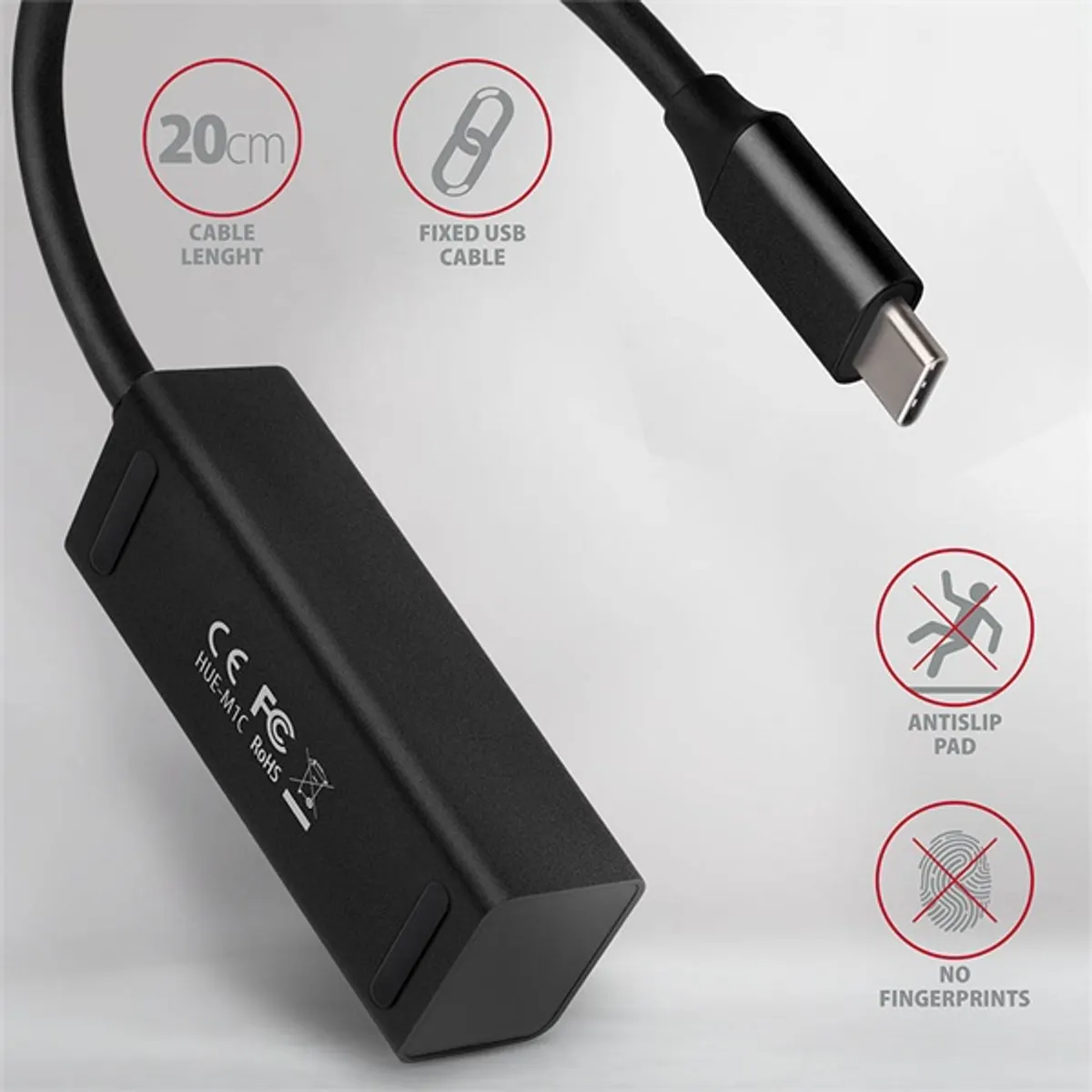 AXAGON HUE-M1C 4-portos USB-C hub 4x USB-A USB 3.2 Gen 1 20 cm kábel #4