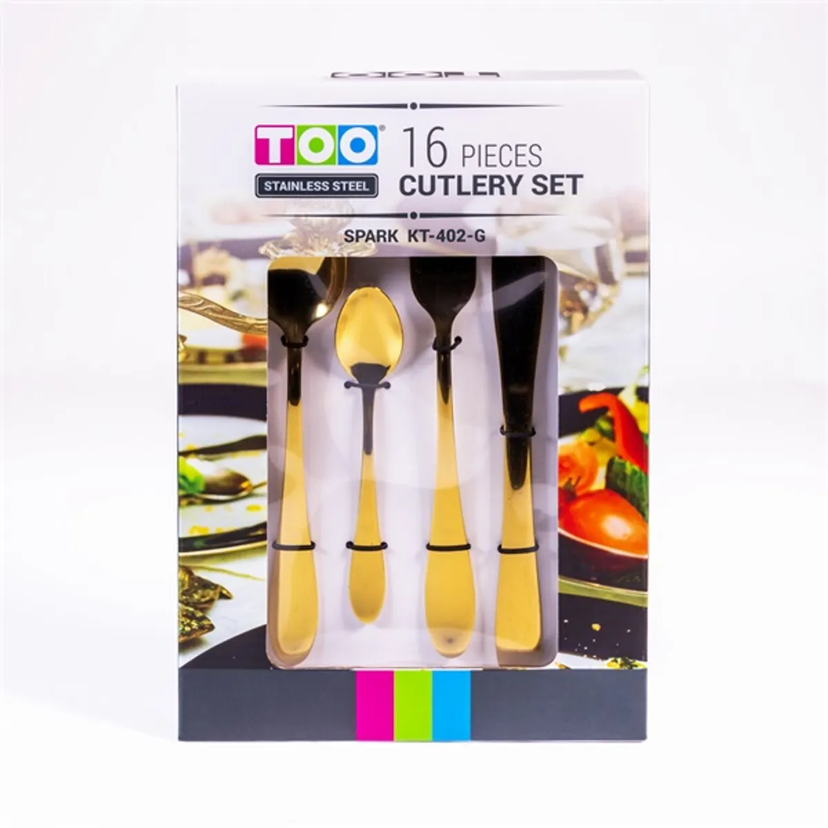 TOO KT-402 G Spark 16 db-os arany rozsdamentes acél evőeszköz készlet #2