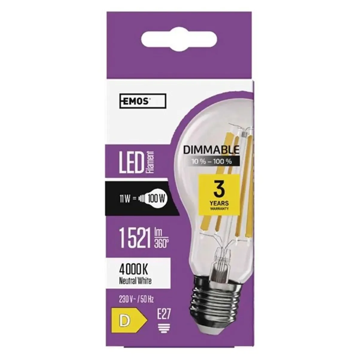 EMOS ZF5264D Filament A60 LED 11W 1521lm 4000K E27 természetes fehér #2