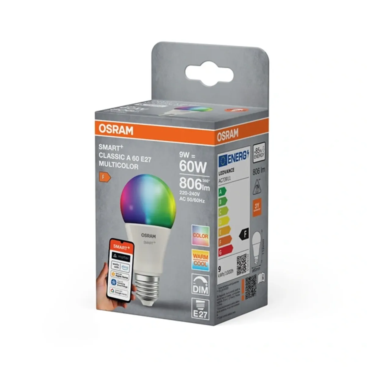 OSRAM 4099854461286 SMART+ MATTER A60 RGBW 9W E27 806 lm 2700-6500K smart #2