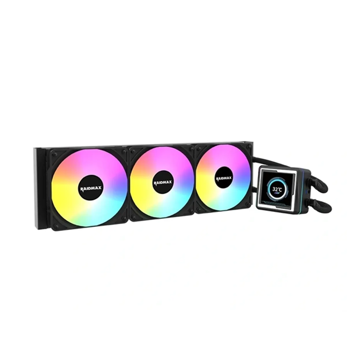 RAIDMAX LM360BK ARGB processzorhűtő LCD 360 mm radiátor 3 db 120 mm ventilátor 2800 RPM pumpa 450 mm cső #1