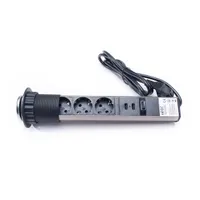 TOO PPS-305-3C IP20 beépíthető elosztó 3x SCHUKO és 2x USB-A 1,8 m króm