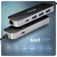 Axagon HMC-6GLN USB-C és USB-A HDMI LAN 3 USB-port 1Gb 6in1 hub #2