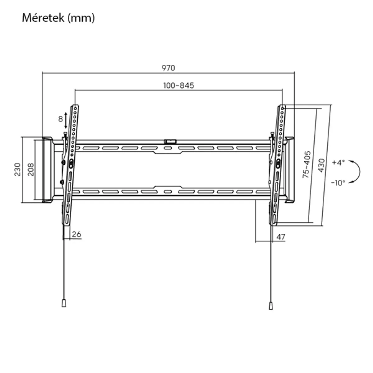 Stansson WM-4390-4 Fali konzol 43"-90" 75 kg VESA 200x200-800x400 dőlés 4-10 fok #5