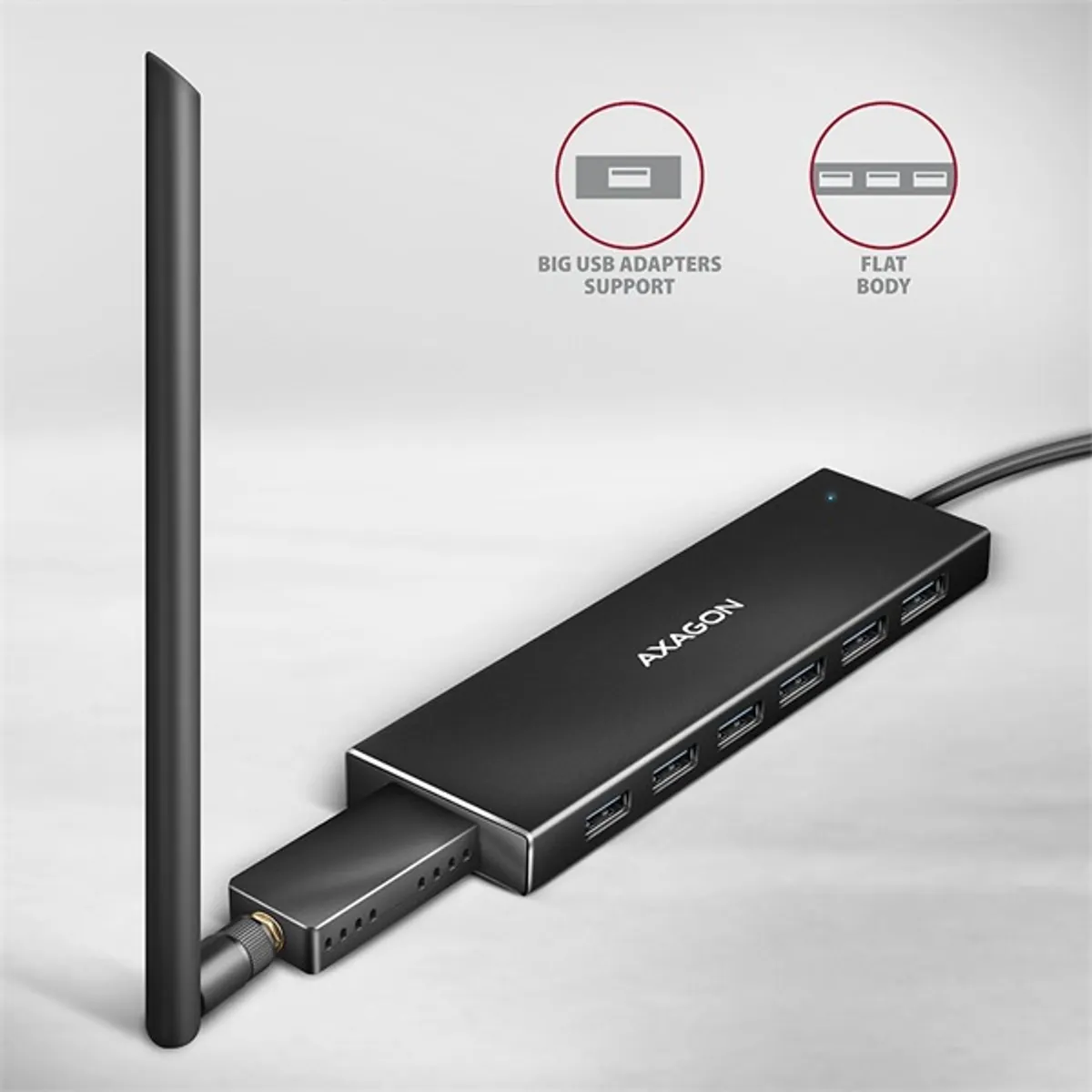 AXAGON HUE-F7A usb hub 6-portos usb 3.0 fekete #4