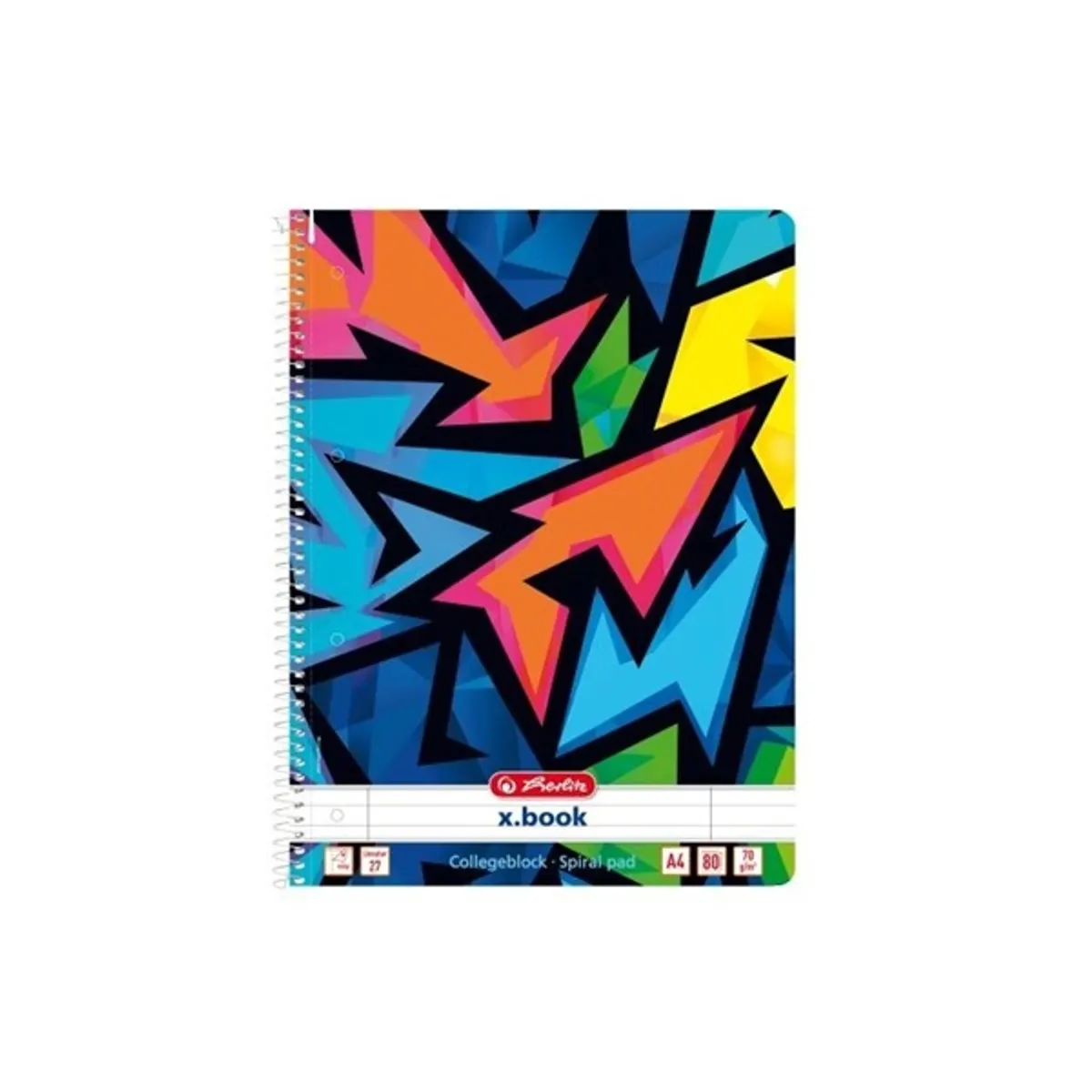 Herlitz 50027897 Neon Art A4 80 lapos vonalas spirálfüzet mintás perforált margóval #1